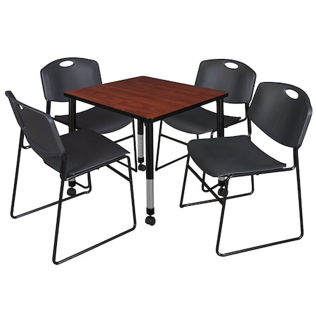 Regency Tables > Height Adjustable > Square Mobile Table & Chair Sets, 30 W, 30 L, 23-34 H, Cherry TB3030CHAPCBK44BK